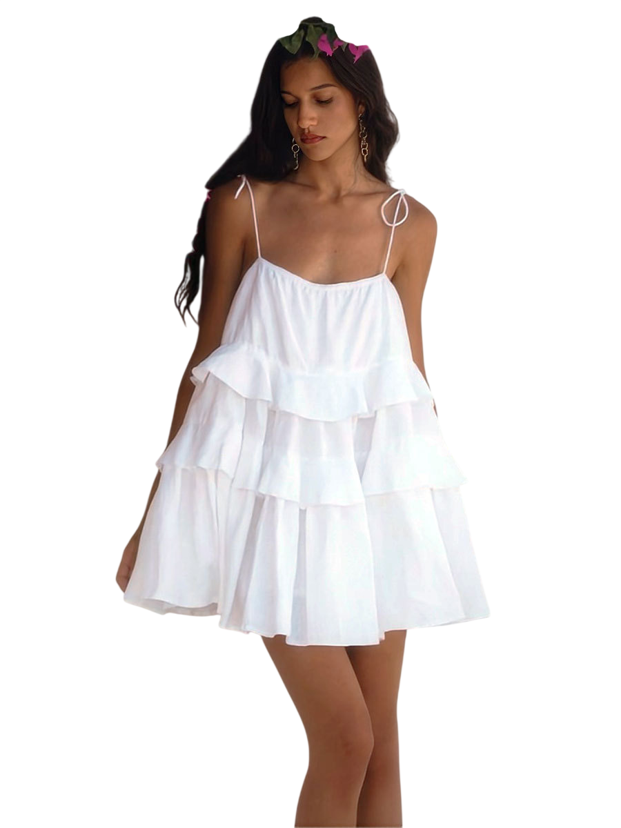 Women's Spaghetti Strap Ruffle Mini Dress