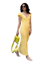 Women's Crochet Knit Short Sleeve Maxi Dress