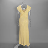Women's Crochet Knit Short Sleeve Maxi Dress