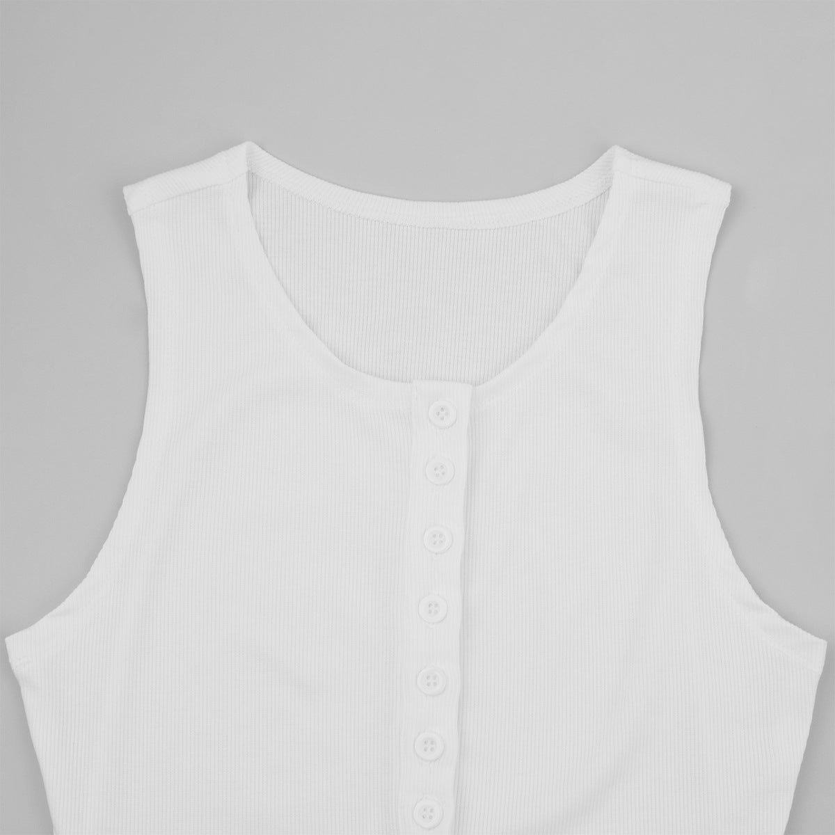 Women's Sleeveless Ribbed Button Front Romper
