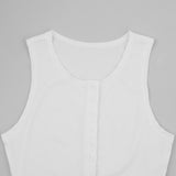 Women's Sleeveless Ribbed Button Front Romper