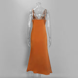 Women's Satin Lace Trim Slip Maxi Dress