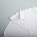Women's Button Front Tie Waist Shirt Shorts Set