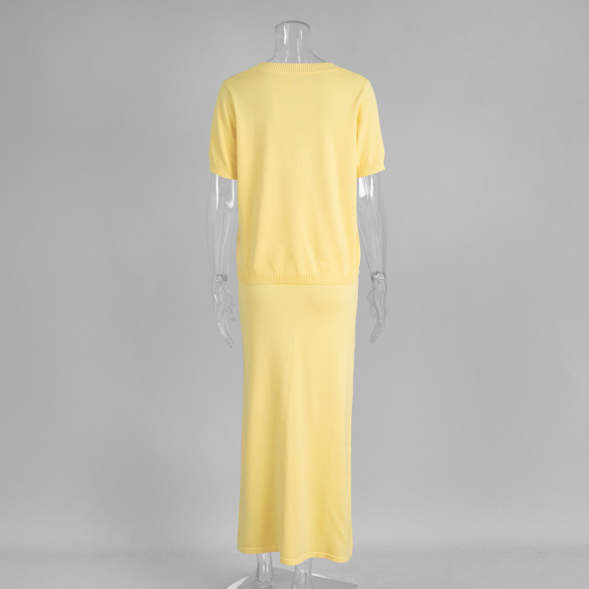 Women's Short Sleeve Knit Top Maxi Skirt Set