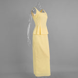 Women's Sleeveless Peplum Top Maxi Skirt Set