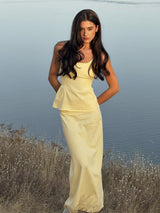 Women's Sleeveless Peplum Top Maxi Skirt Set