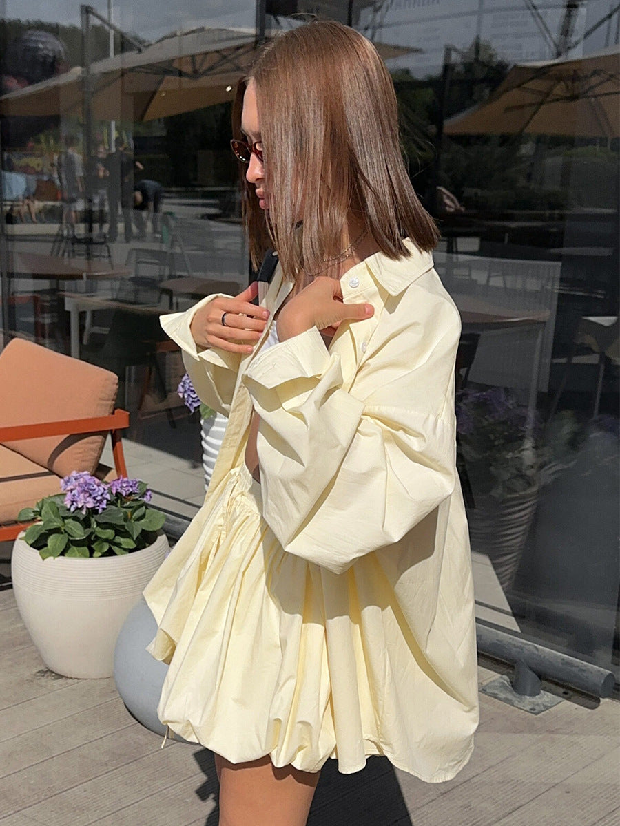 Women's Button Front Shirt & Drawstring Shorts Set