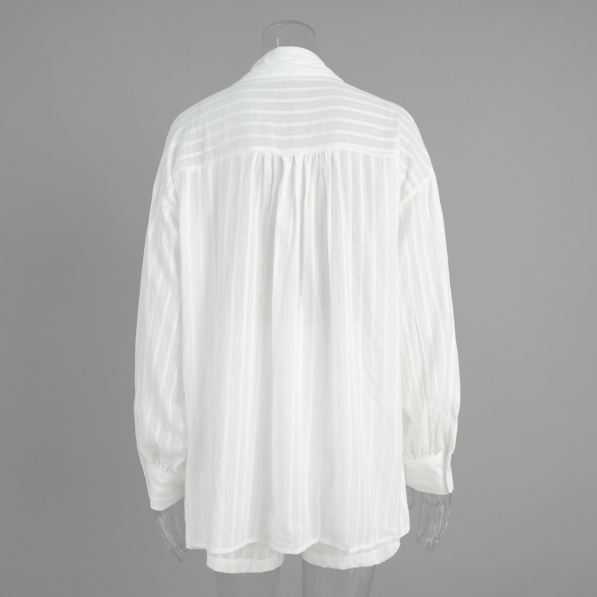 Women's Striped Button Front Shirt & Shorts Set