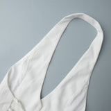 Women's Sleeveless Halter Button Front Crop Top