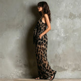 Women's Printed Tie Front Wide Leg Jumpsuit