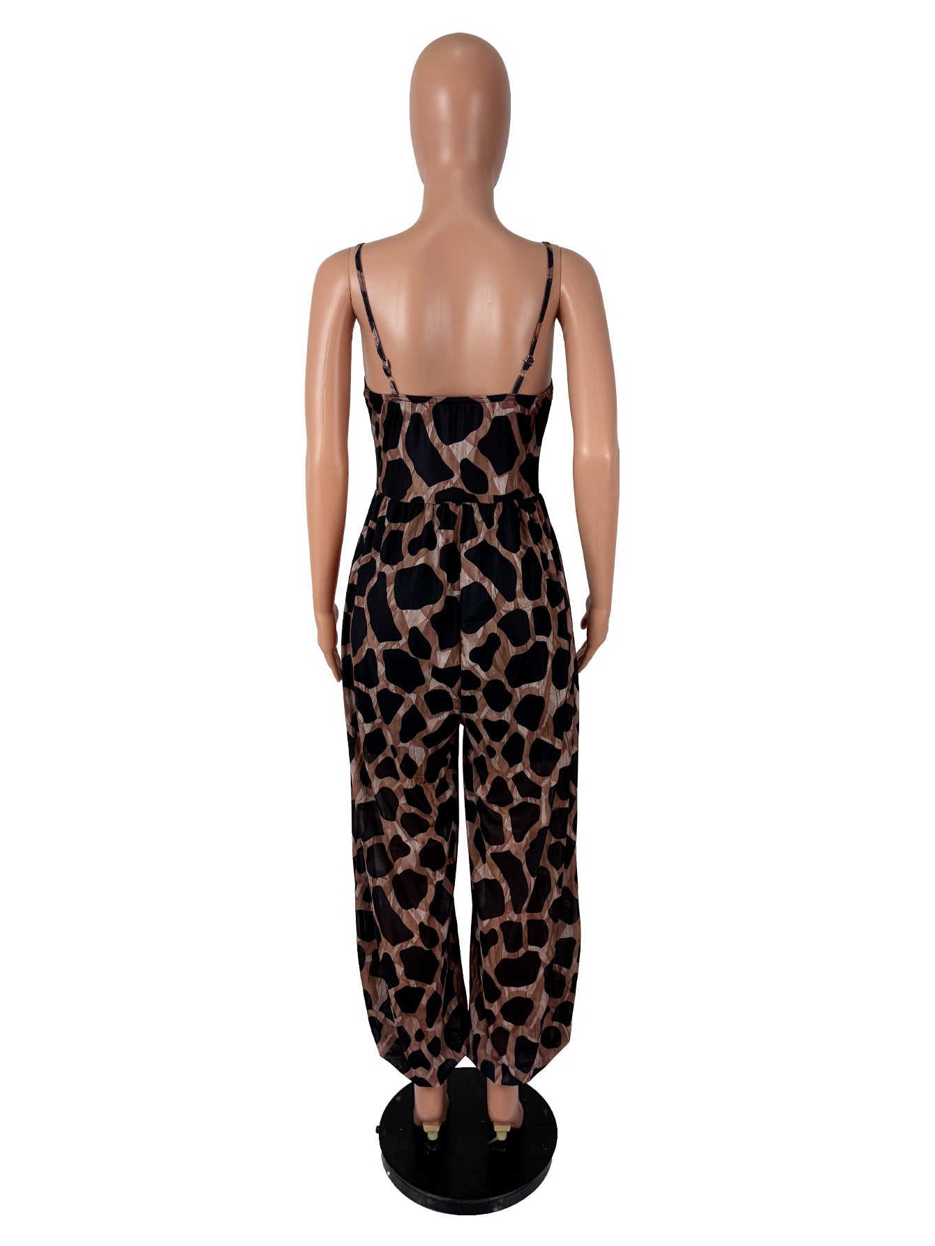 Women's Printed Tie Front Wide Leg Jumpsuit