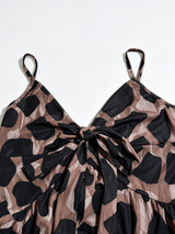 Women's Printed Tie Front Wide Leg Jumpsuit