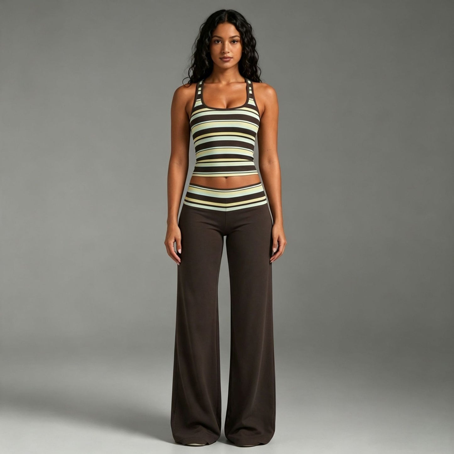 Women's Striped Tank Top Wide Leg Pants Set