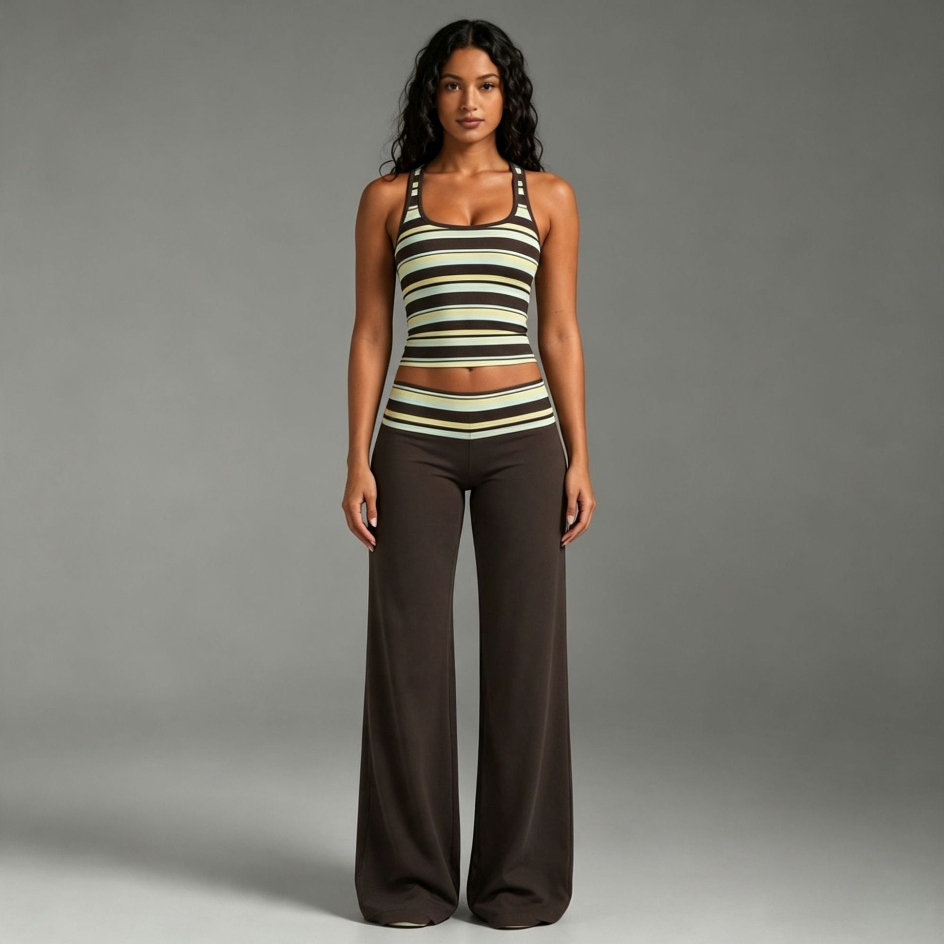 Women's Striped Tank Top Wide Leg Pants Set