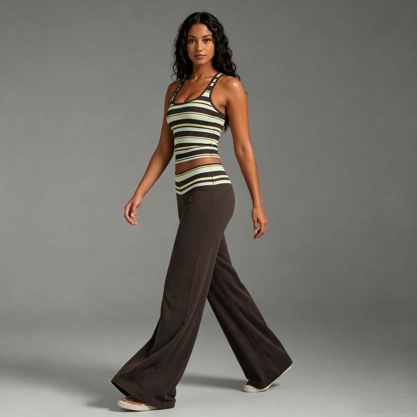 Women's Striped Tank Top Wide Leg Pants Set