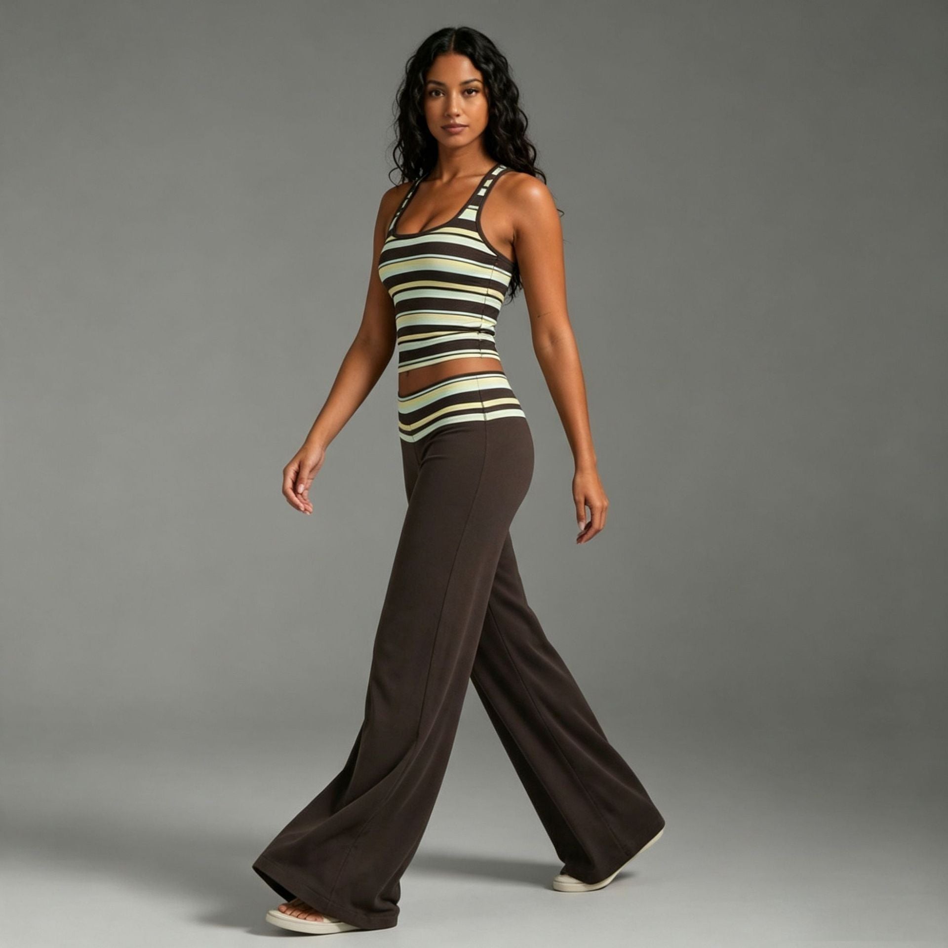 Women's Striped Tank Top Wide Leg Pants Set