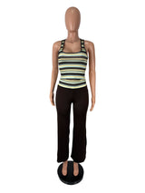Women's Striped Tank Top Wide Leg Pants Set