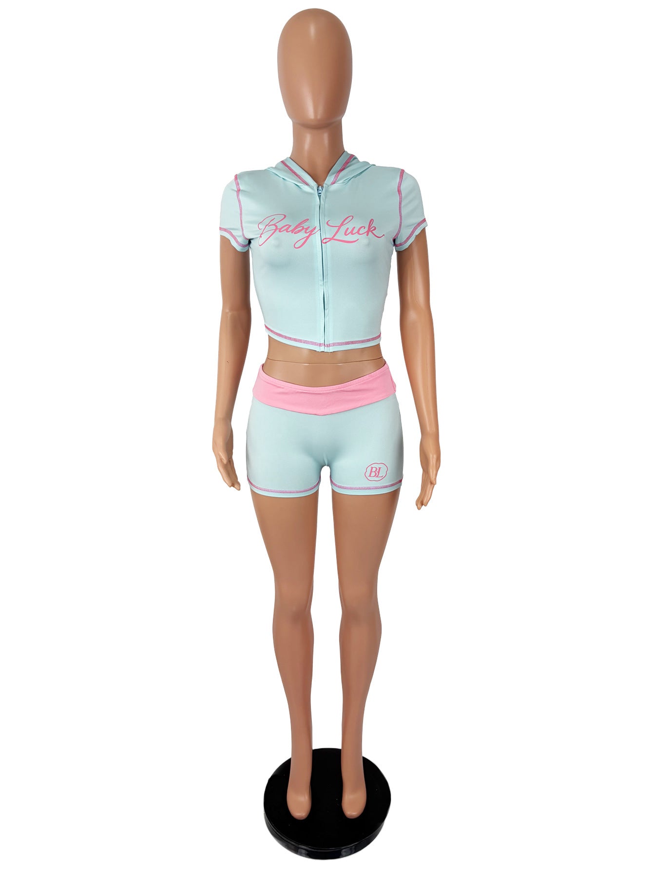 Women's Hooded Crop Top and Shorts Set