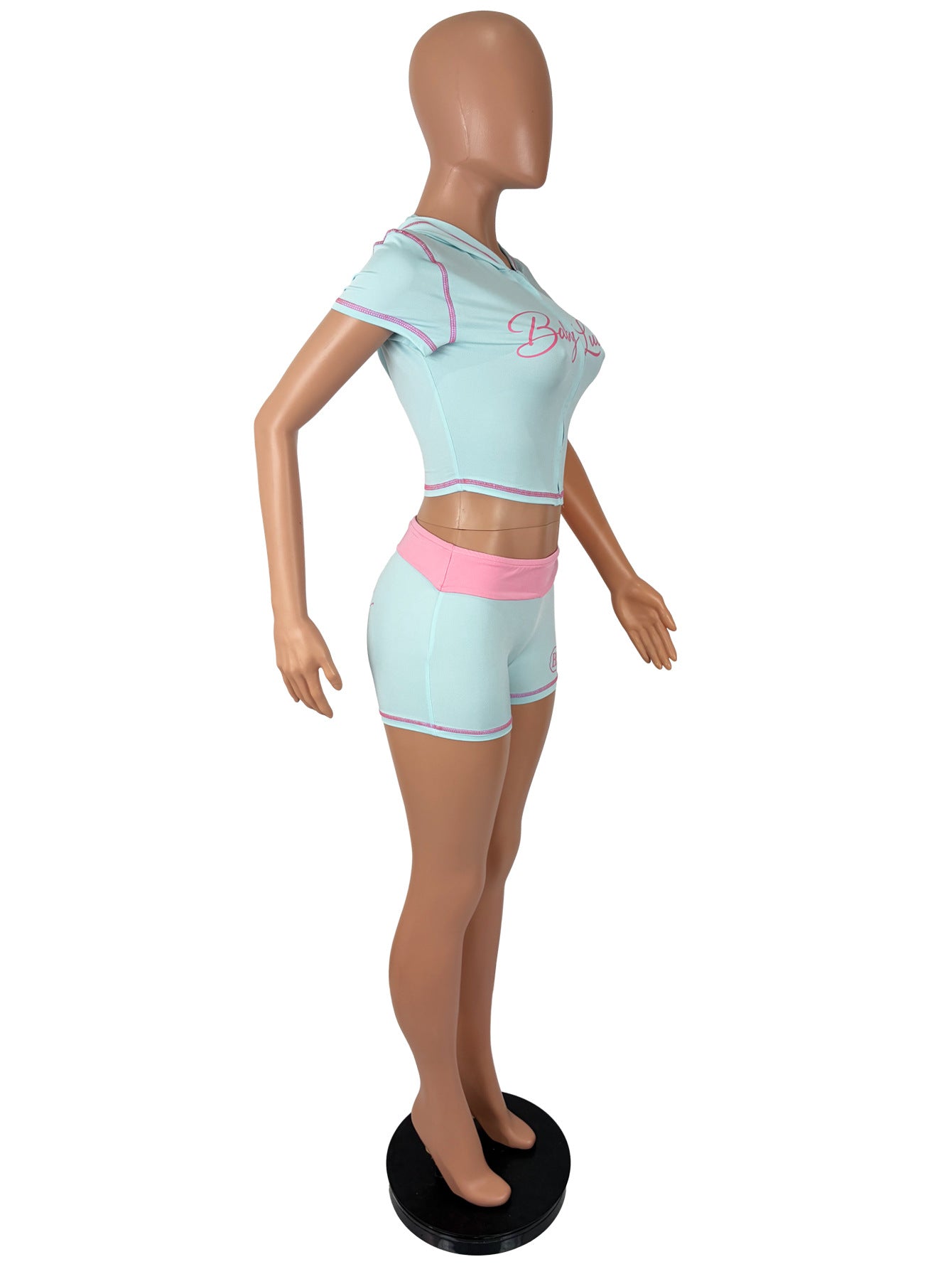Women's Hooded Crop Top and Shorts Set