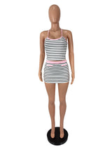 Women's Striped Tank Top and Mini Skirt Set