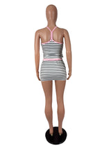 Women's Striped Tank Top and Mini Skirt Set