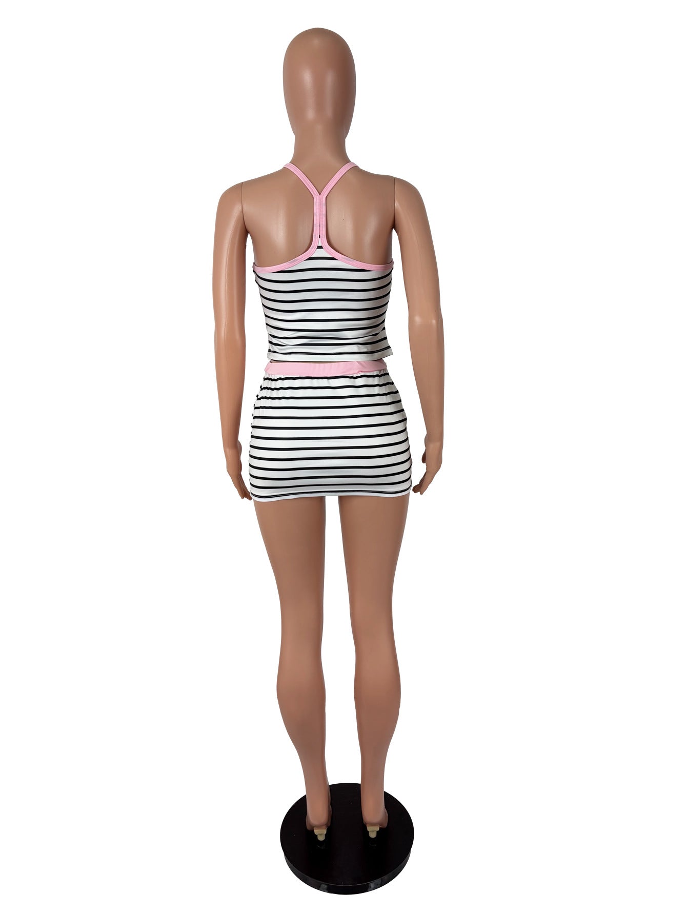 Women's Striped Tank Top and Mini Skirt Set