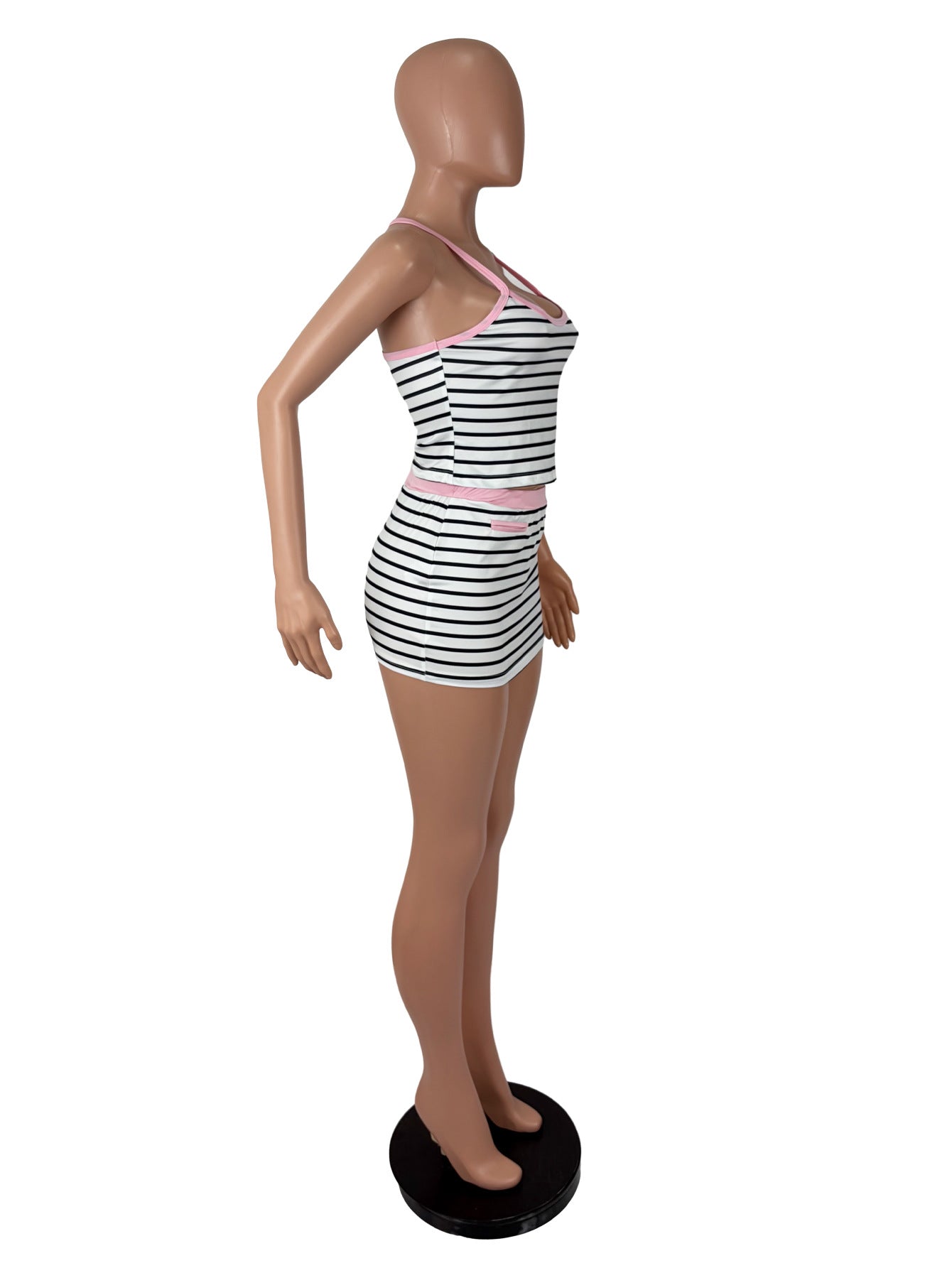 Women's Striped Tank Top and Mini Skirt Set