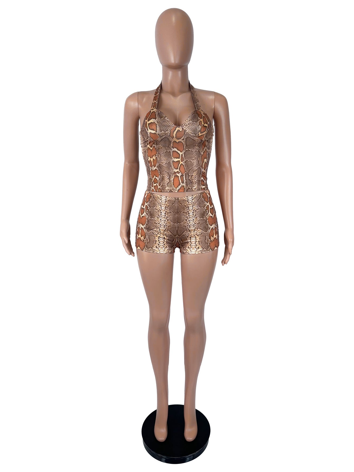 Women's Snake Print Cami Top and Shorts Set