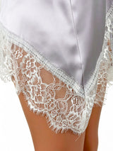 Women's Satin Halter Top and Lace Shorts Set
