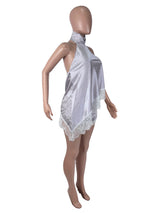 Women's Satin Halter Top and Lace Shorts Set