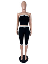 Women's Lace Trim Strapless Top & Pants Set