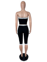 Women's Lace Trim Strapless Top & Pants Set