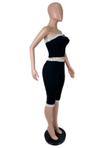 Women's Lace Trim Strapless Top & Pants Set