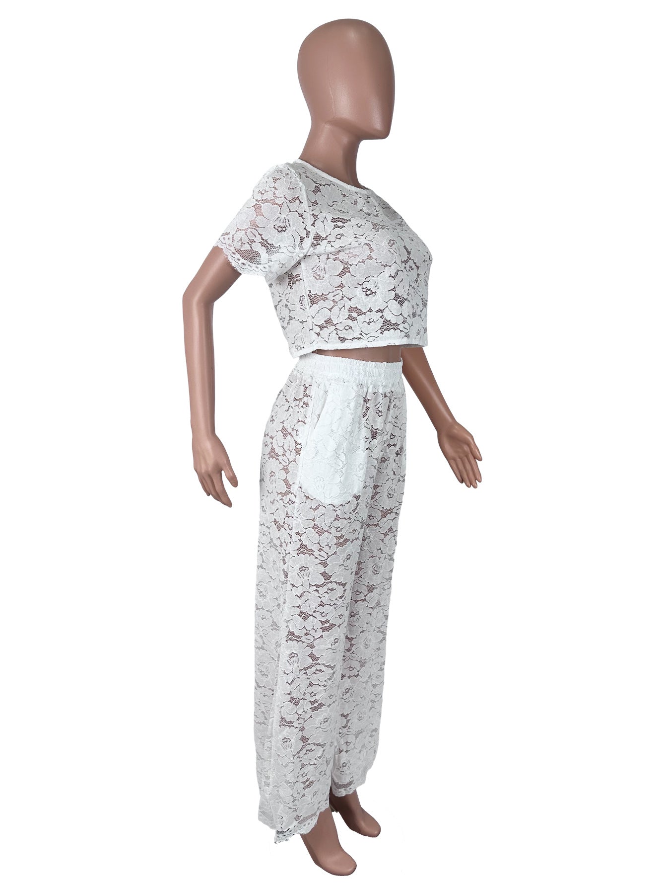 Women's White Lace Two-Piece Set