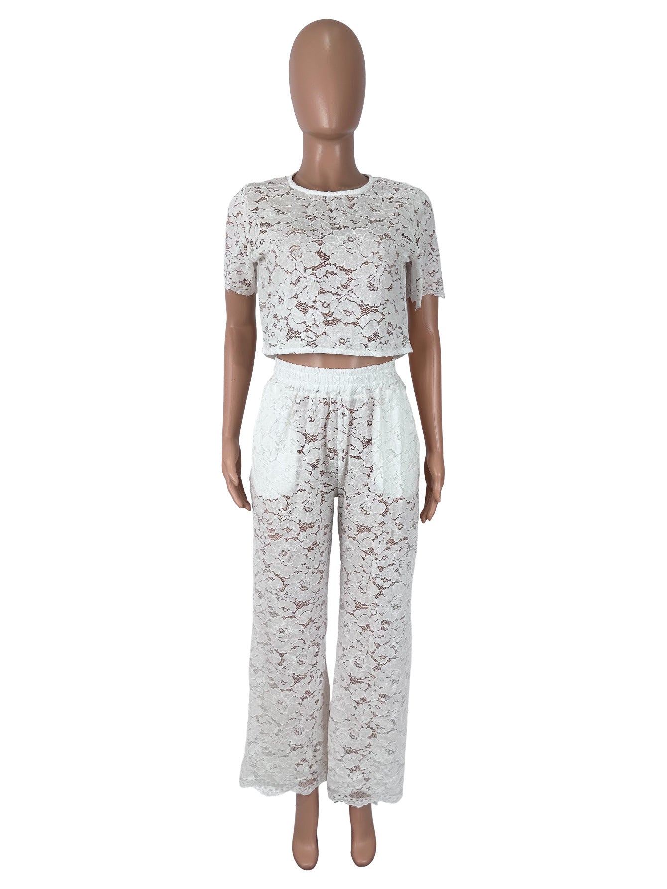 Women's White Lace Two-Piece Set