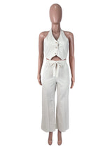 Women's Halter Vest & Wide Leg Pants Set