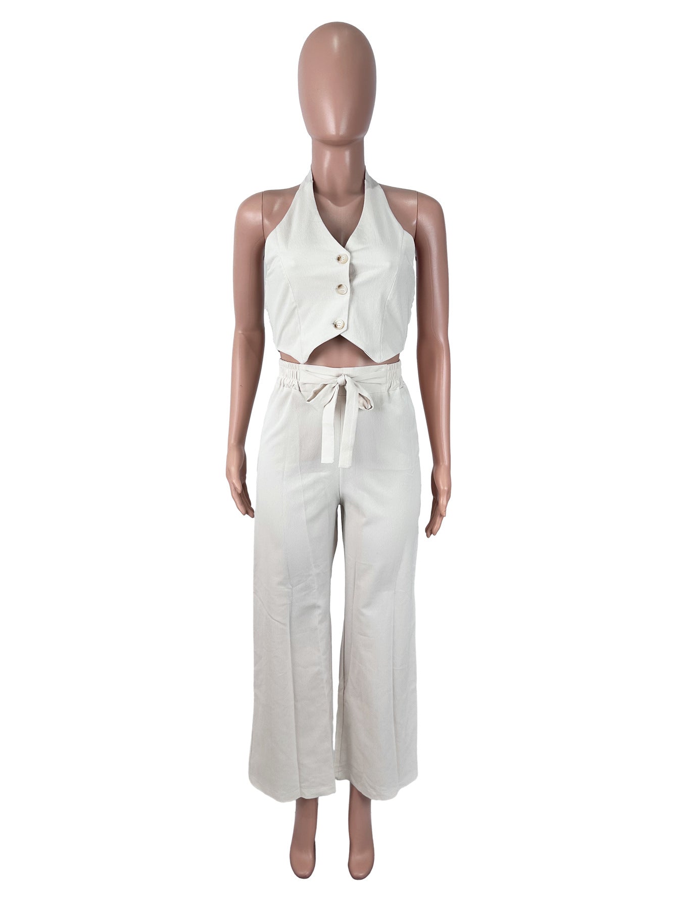 Women's Halter Vest & Wide Leg Pants Set