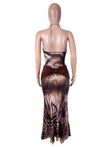 Women's Animal Print Corset & Maxi Skirt Set