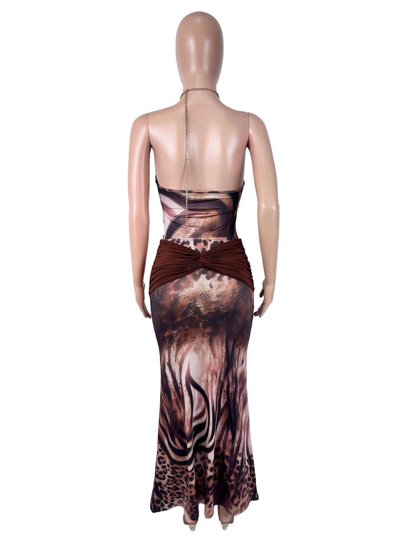 Women's Animal Print Corset & Maxi Skirt Set