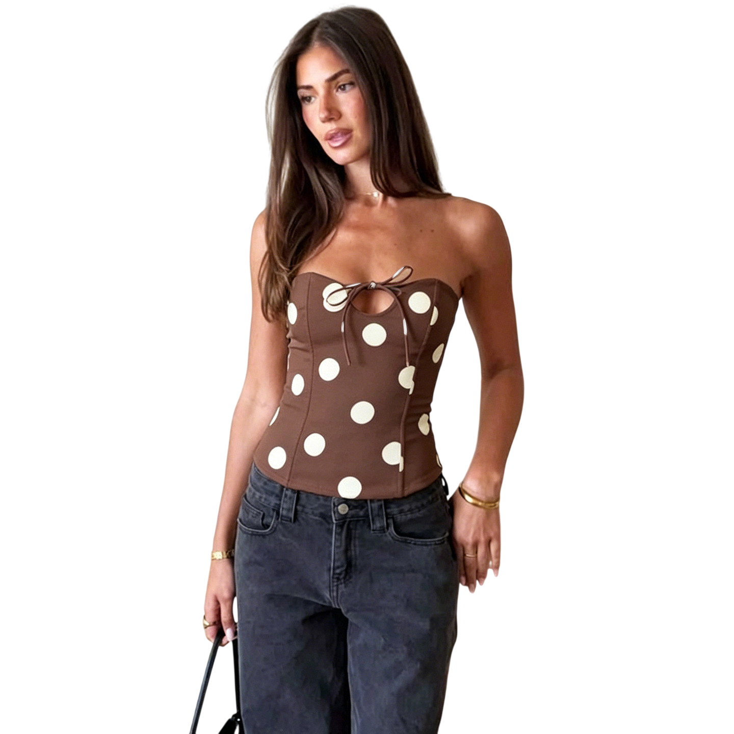 Women's Polka Dot Strapless Corset Top