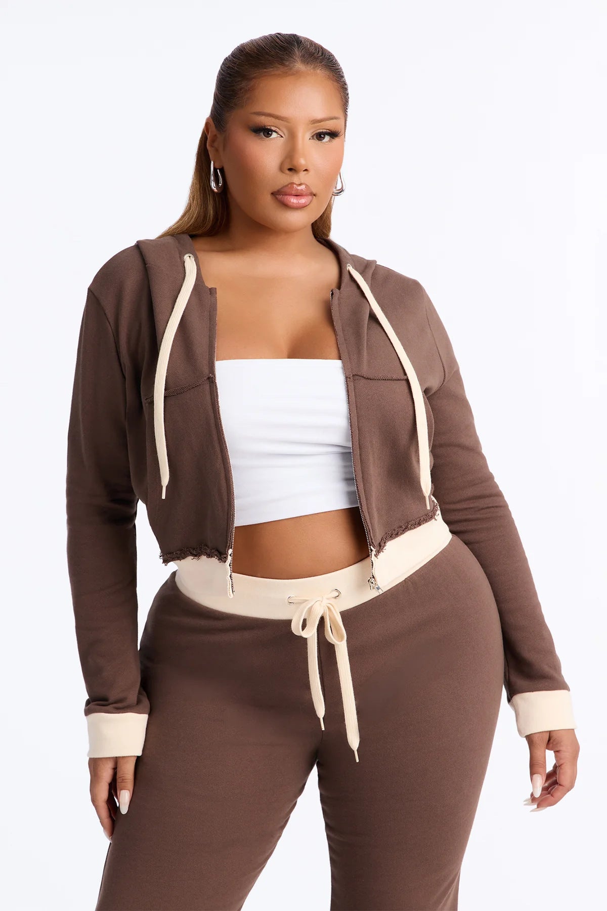 Women's Cropped Hoodie & Wide Leg Pants Set