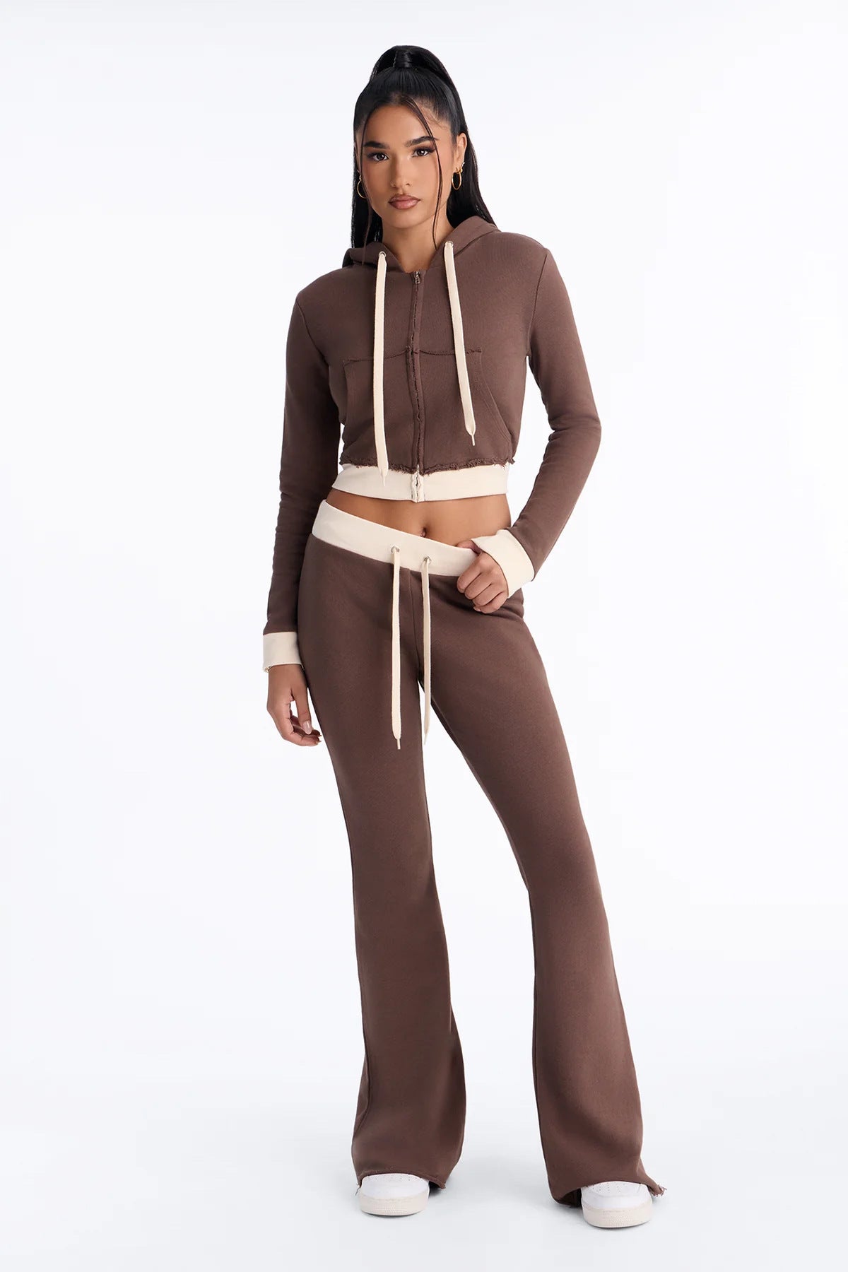 Women's Cropped Hoodie & Wide Leg Pants Set
