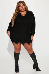 Women's Plus Size Distressed Knit Sweater Dress