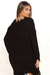 Women's Plus Size Distressed Knit Sweater Dress
