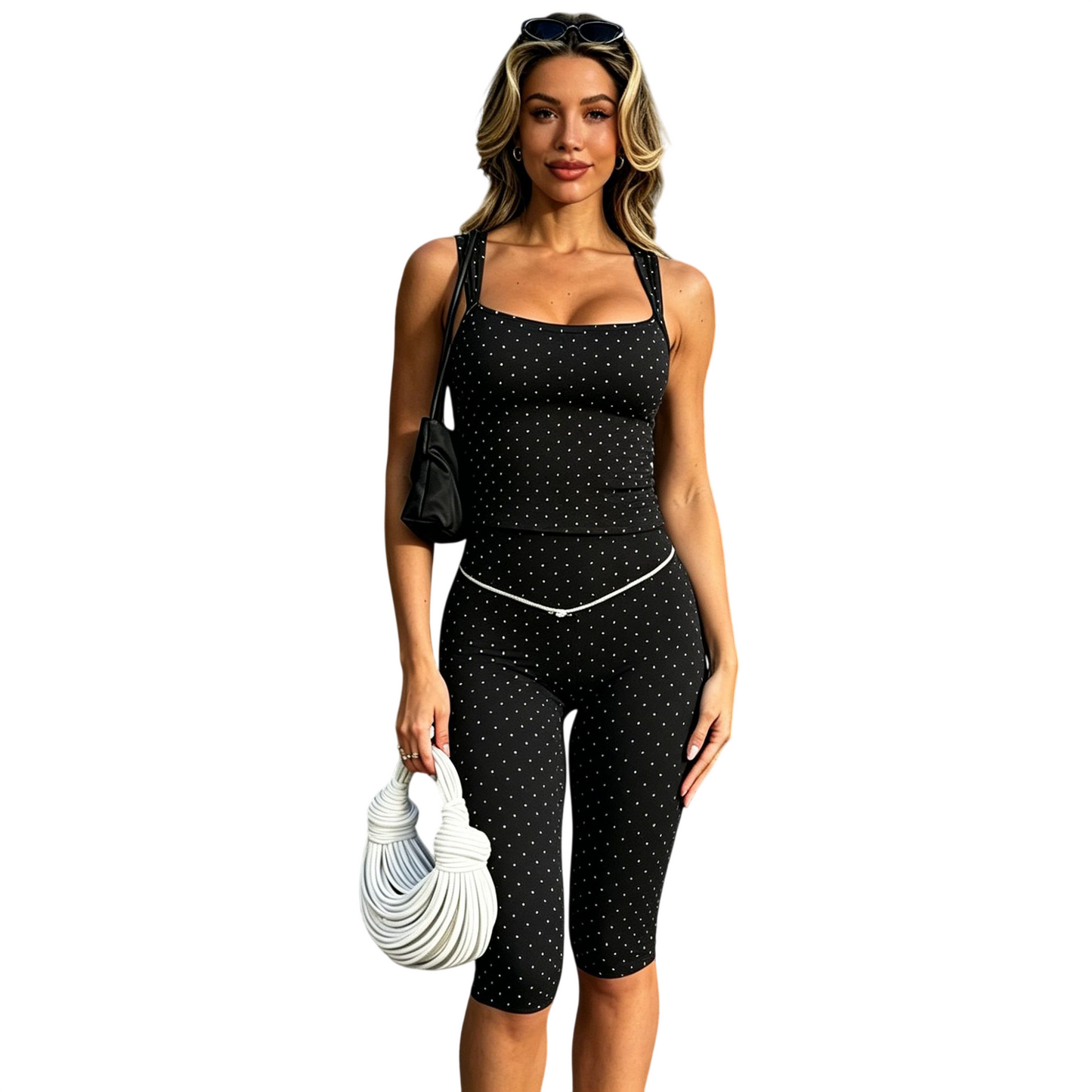 Women's Polka Dot Top and Capri Leggings Set