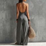 Women's Halter Neck Wide Leg Jumpsuit