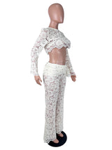 Women's Lace Crop Top and Wide Leg Pants Set