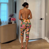 Women's Floral Cami Top and Capri Pants Romper