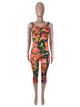 Women's Floral Cami Top and Capri Pants Romper