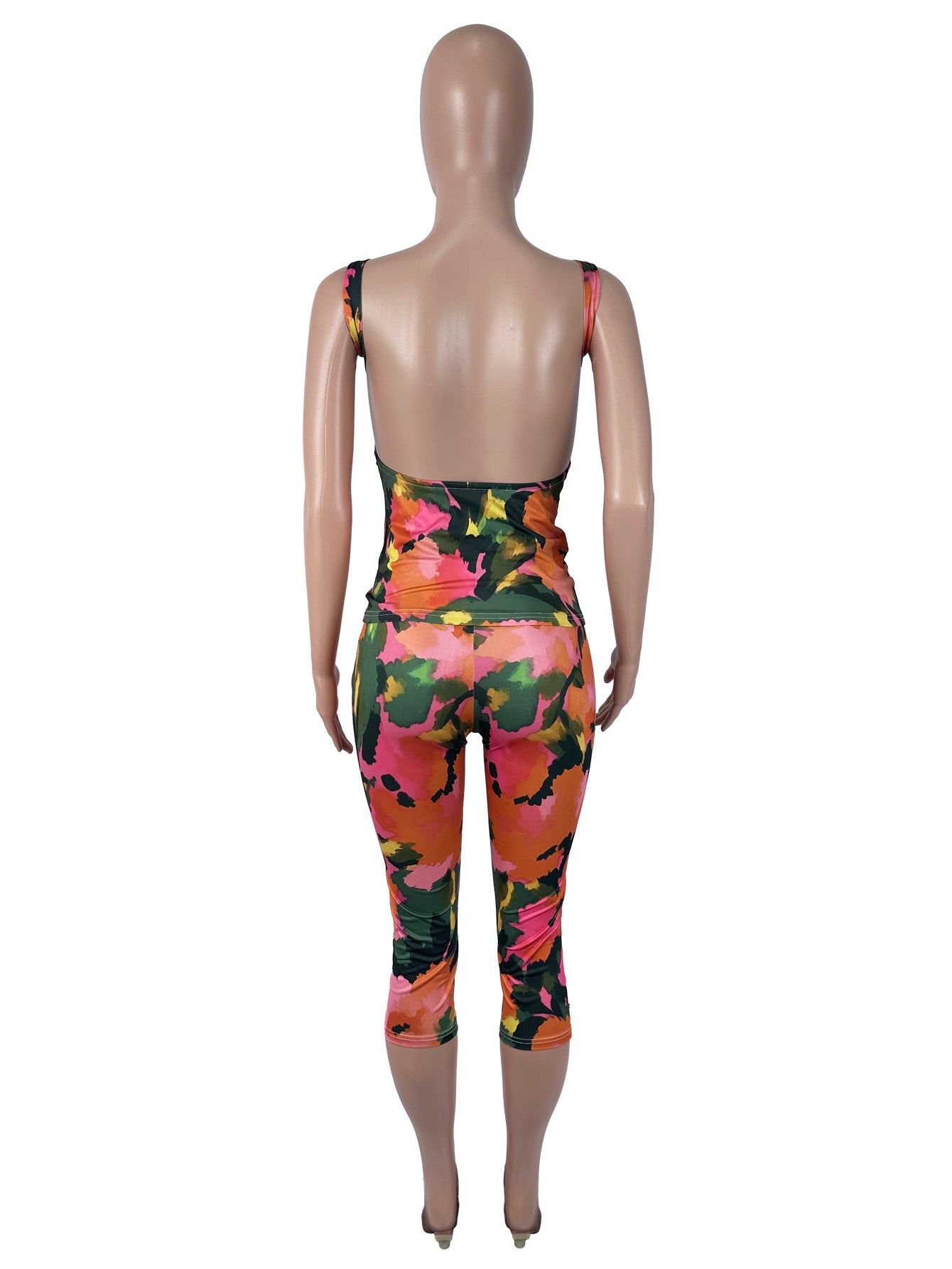 Women's Floral Cami Top and Capri Pants Romper